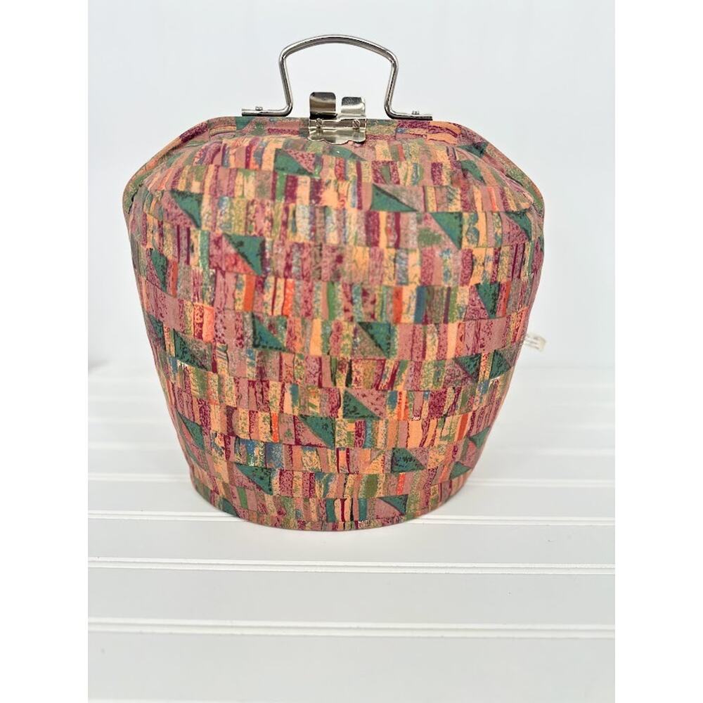 Vintage Holland Patchwork Sewing Box Bag Patchwork Craft Case Retro 60s 70s Boho